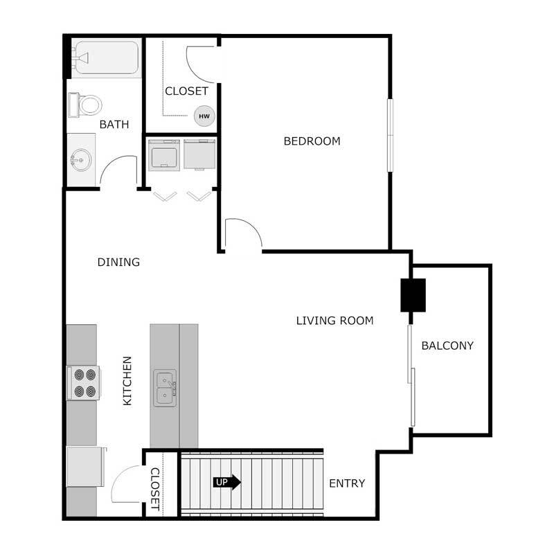Floor Plan - Upper 1 bed 1 bath