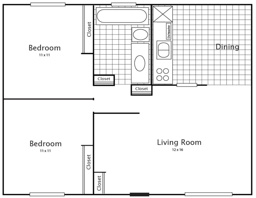 2 bedroom floor plan - 2X1 