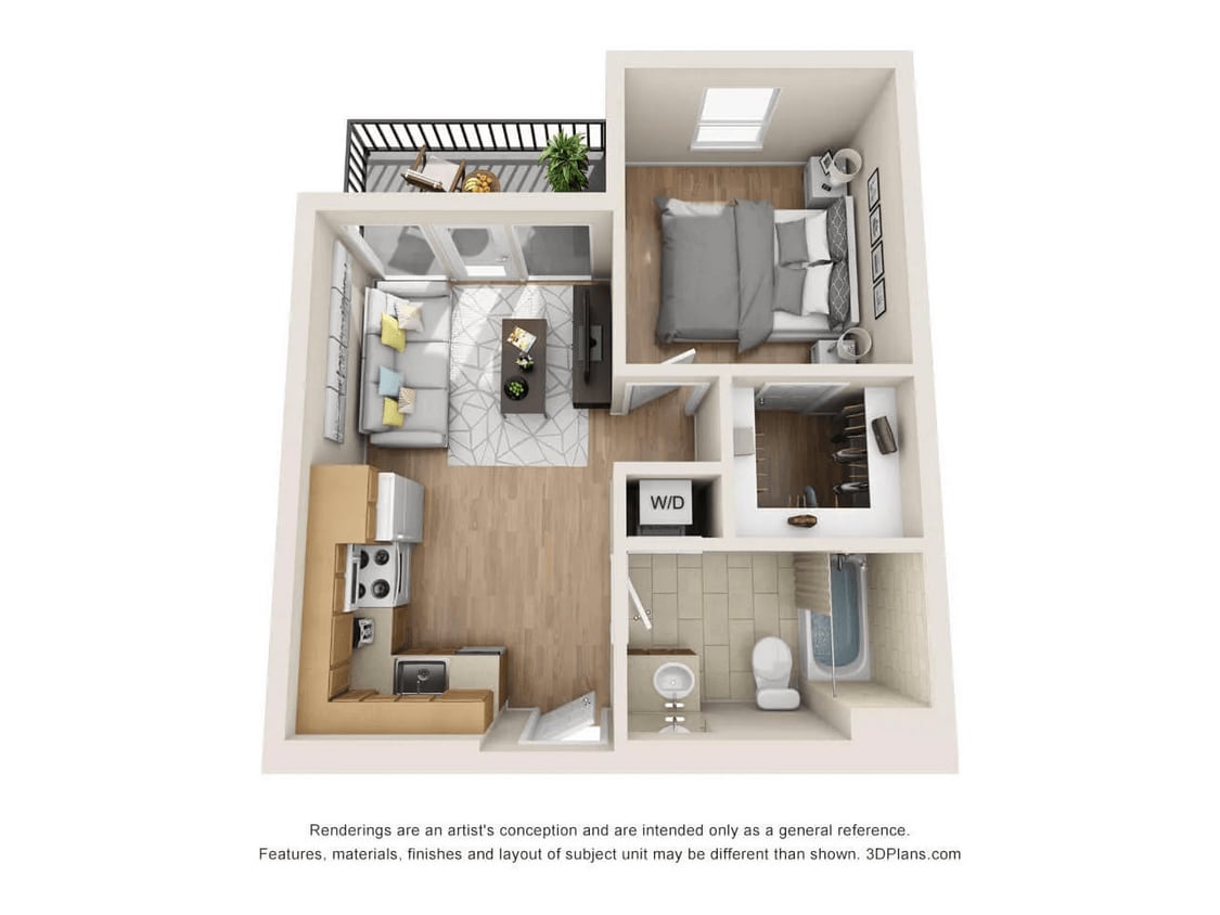 Floor Plan - 1 Bedroom 1 Bathroom A3