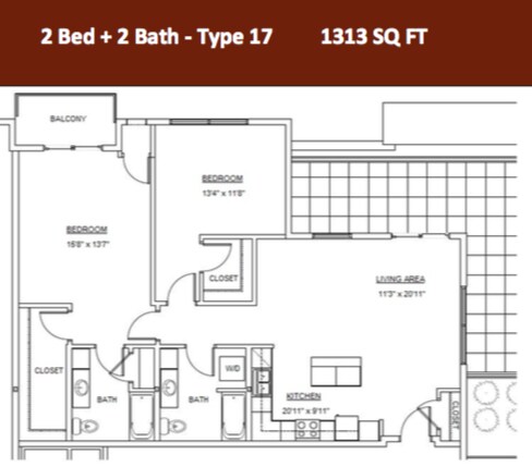 2 bed 2 bath | Apartment in Rochester MN | 501 on First - 2 Bedroom - 2 Bath (Type 17)