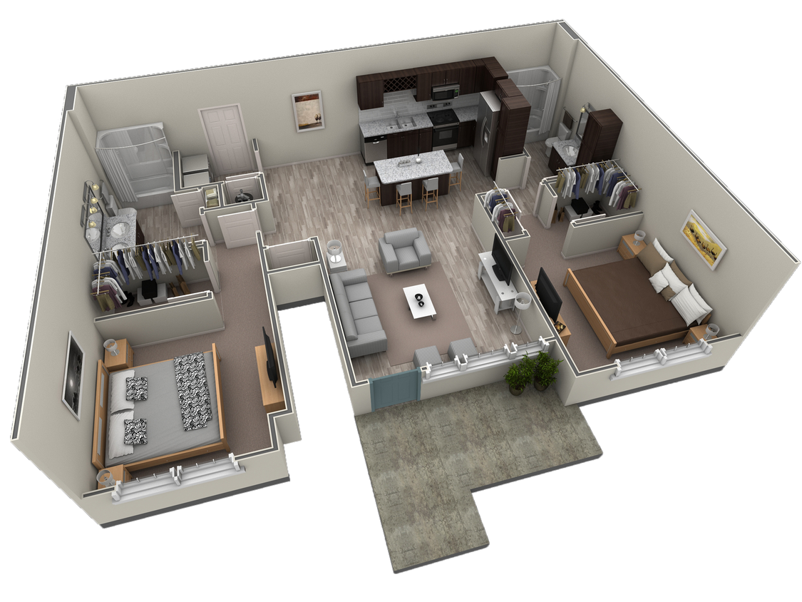 Floor Plan - 2 BR Grand Courtyard