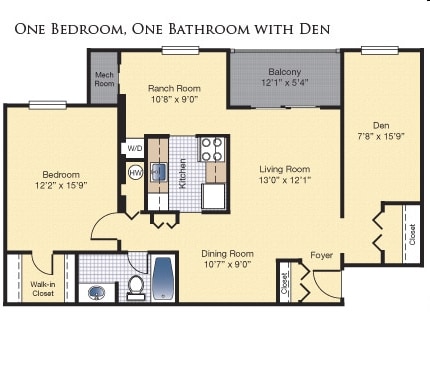 1BR/1BA - 1 BEDROOM 1 BATH DEN 999