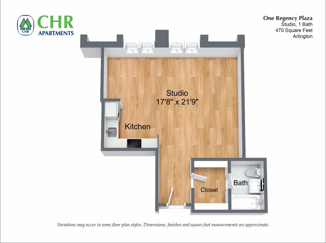 Floor Plan - Studio/1 Bath with Dining Area