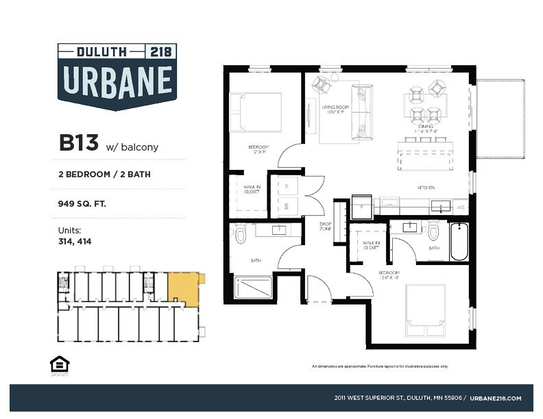 Floor Plan - B13 - 2 Bed / 2 Bath Income Restricted -80%