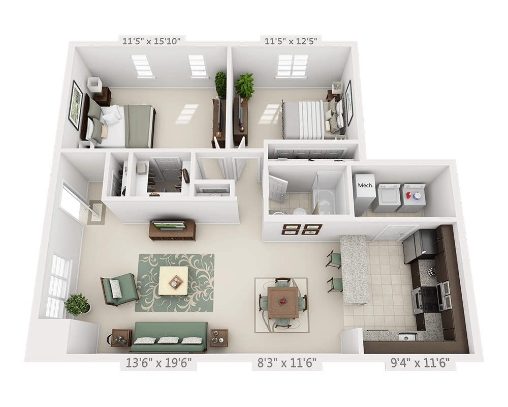 Floor Plan - Two Bedroom B1C