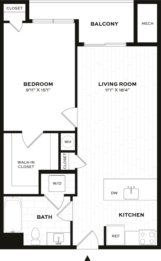 Floor Plan - 1 Bed/1 Bath-A1-X