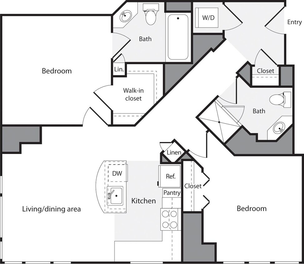 Floor Plan - 2 Bedrooms B No Balcony (14D)