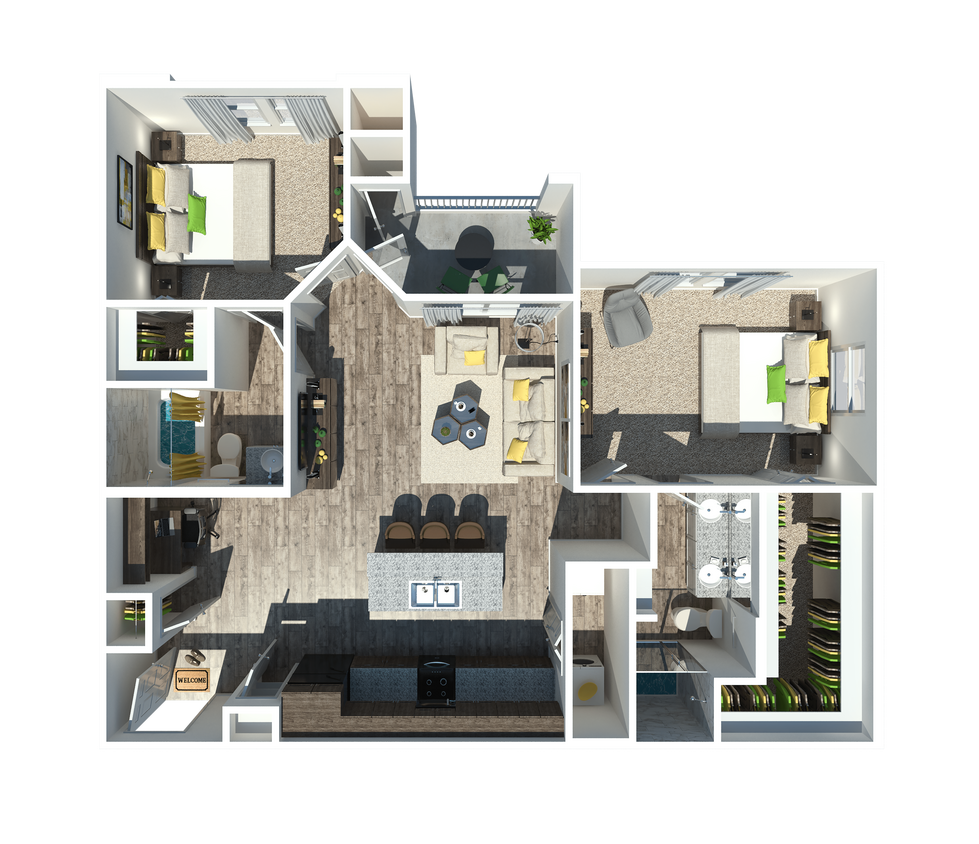 Floor Plan - The Buddy 2 bedroom 2 bathroom