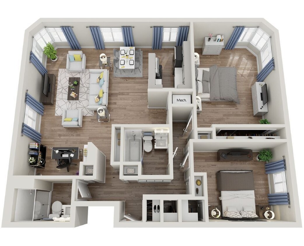 2x2 floor plan Park Plaza - 2x2