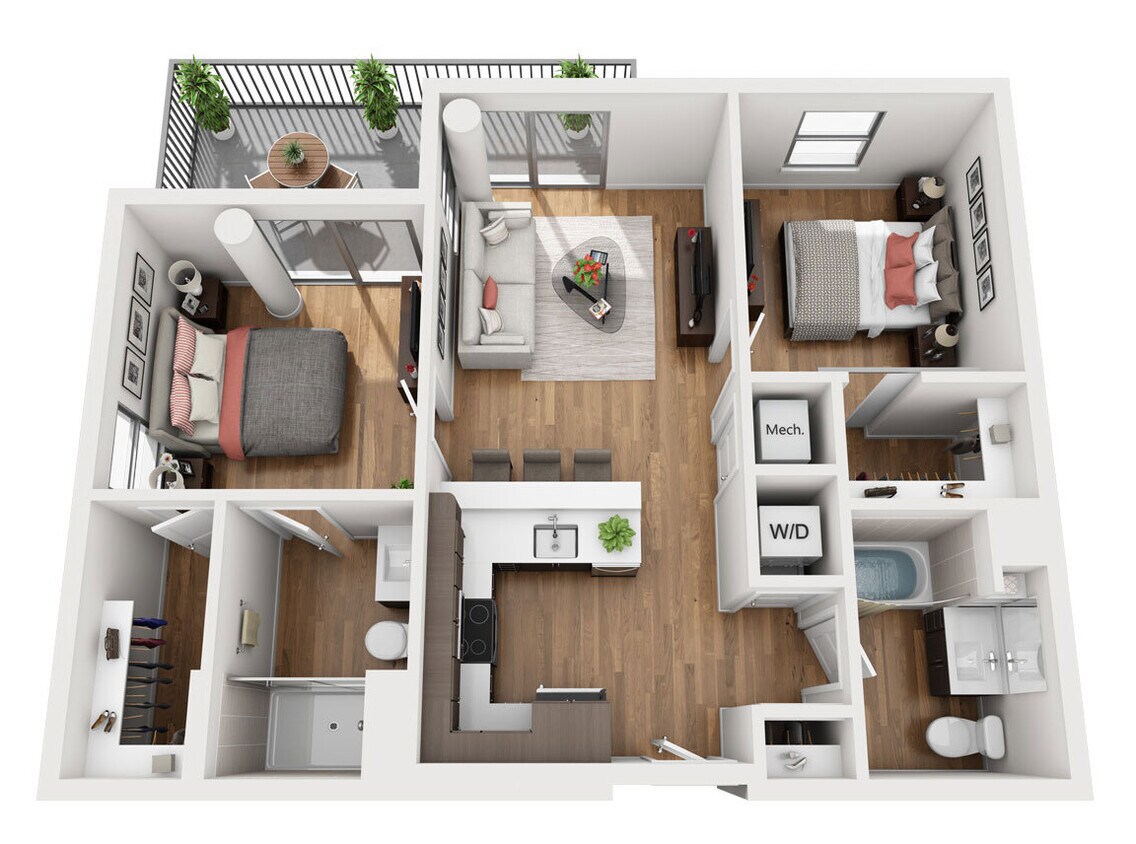 B1b floor plan La Plaza Village - B1b