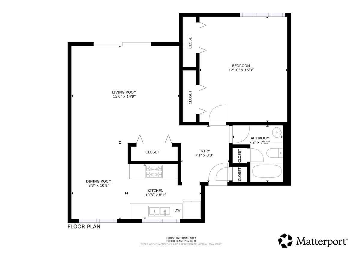 1 bedroom floor plan The Hideaway-1.png - 1 Bedroom 1 Bathroom