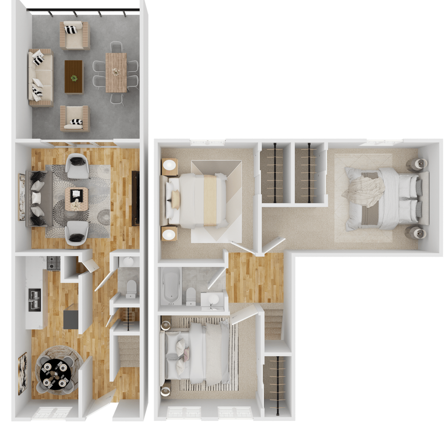 Floor Plan - Three Bedroom 1.5 Bath TH