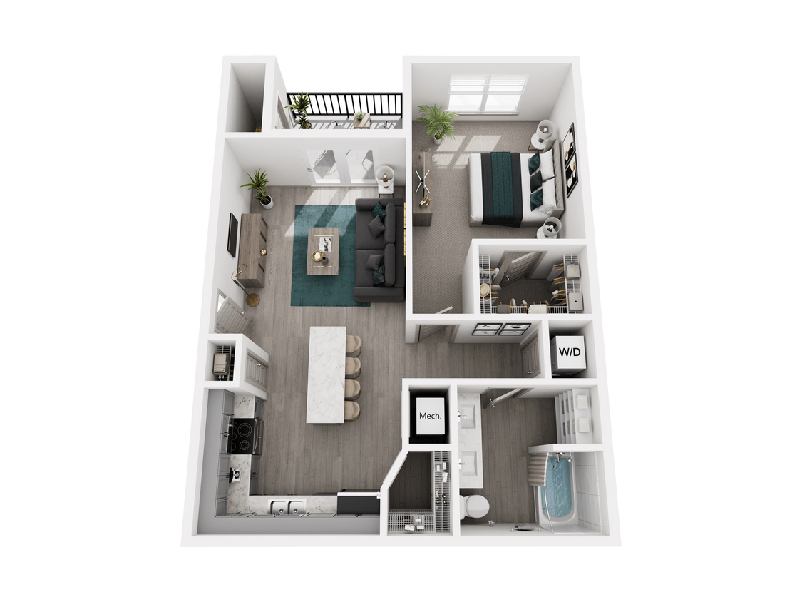 Floor Plan - 1 Bed, 1 Bath