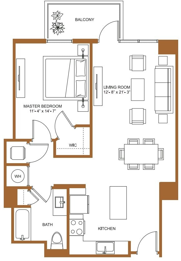 Floor Plan - 1 Bed/1 Bath-A4