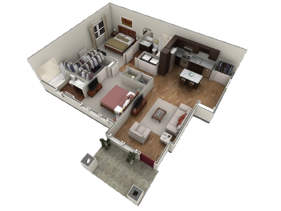 Floor Plan - 2 BR Designer Courtyard Garage