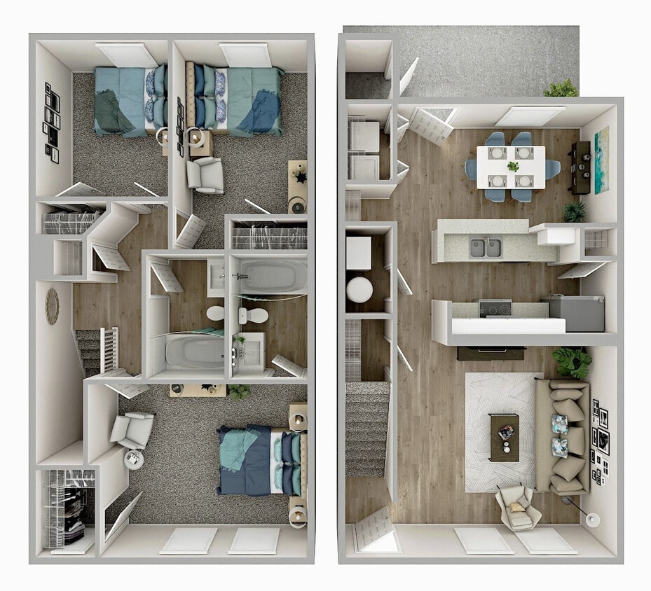 Floor Plan - Three Bedroom Two Baths-Platinum