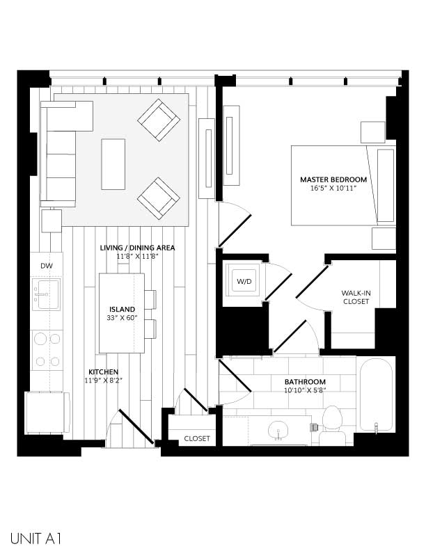 A1 - 1-Bedroom 1-Bathroom Junior | 542