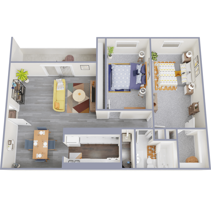 Floor Plan - 2 Bedroom, 1Bath