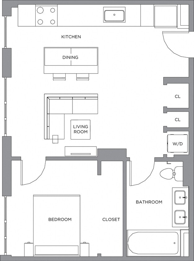 Floor Plan - 1 Bed/1 Bath-650