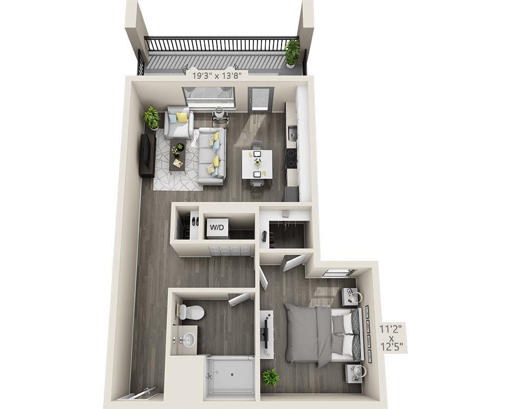 Floor Plan - One Bed (A1D-S23)