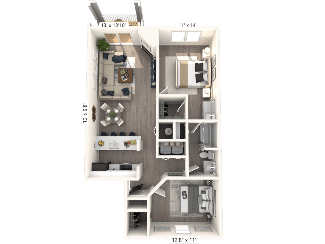 Floor Plan - The Arbor 2 BR 1 BA