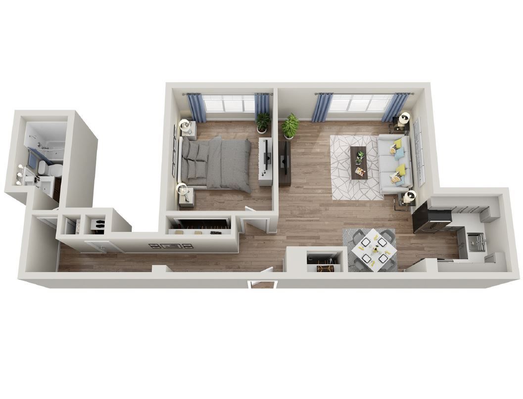 1x1 floor plan Park Plaza - 1x1