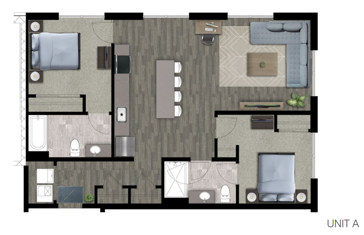 Floor Plan - 2Bedroom/2Bath - A