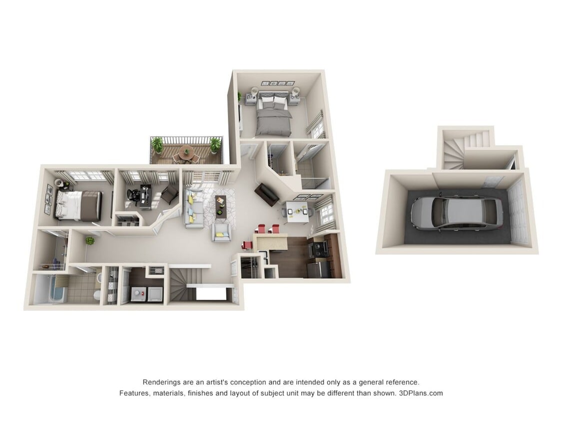 Floor Plan - 2 Bedrooms 2 Bath with Den and Attached Garage ...