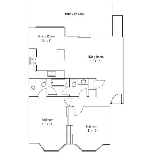 Evergreen - 2 Bed 1.5 Bath - Classic