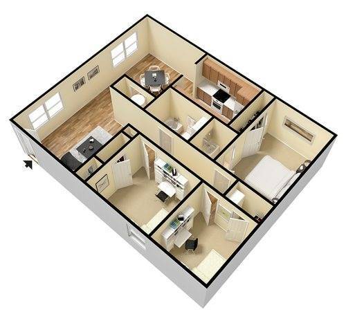 Floor Plan - 3BR - 1BTH