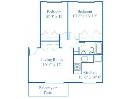 2BR/1BA - Two Bedroom