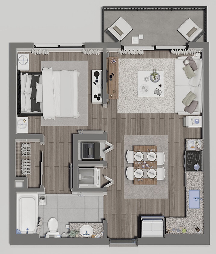 Floor Plan - 1 Bed, 1 Bath