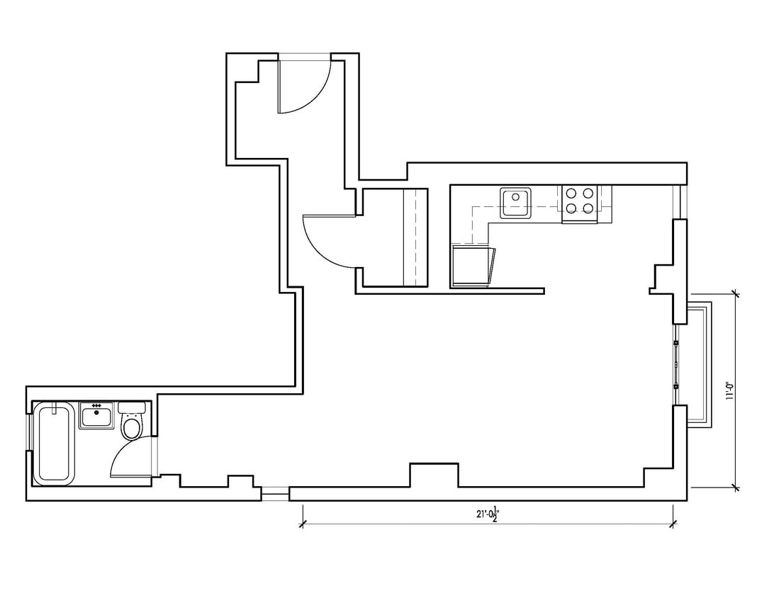 Floorplan 02 - Studio - Large, End, East Facing