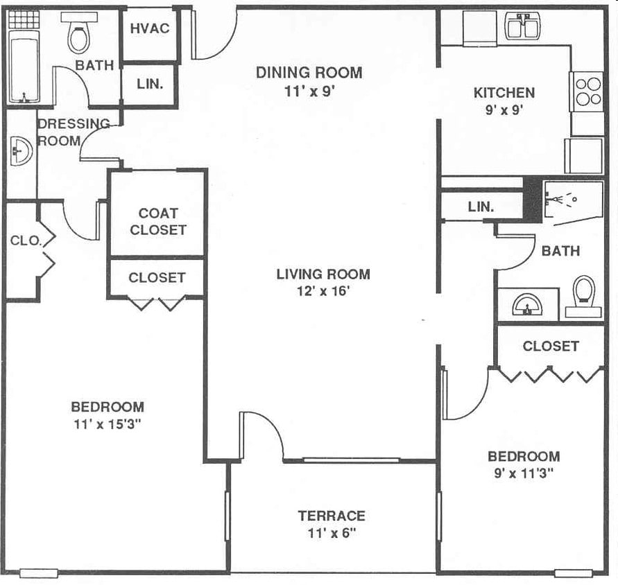 2BR/2BA - East Mid A9 Den