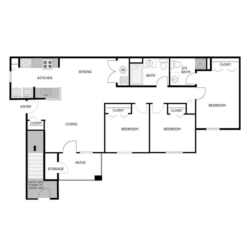 Floor Plan - 3 Bed 2 Bath