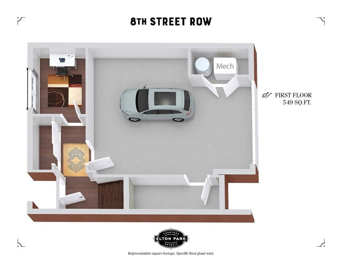 Floor Plan - 8th Street Row - 3 Bed 2.5 Bath