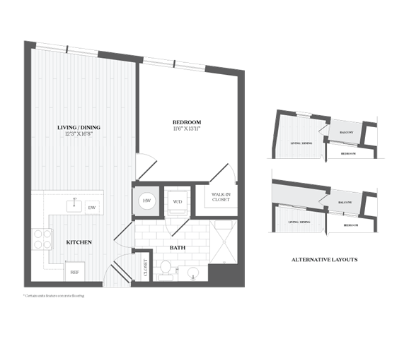 Floor Plan - 1 Bed/1 Bath-A3.1 367 Orange