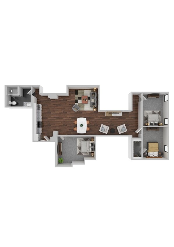 Floor Plan - 3 Bedroom • 1 Bathroom - The Union