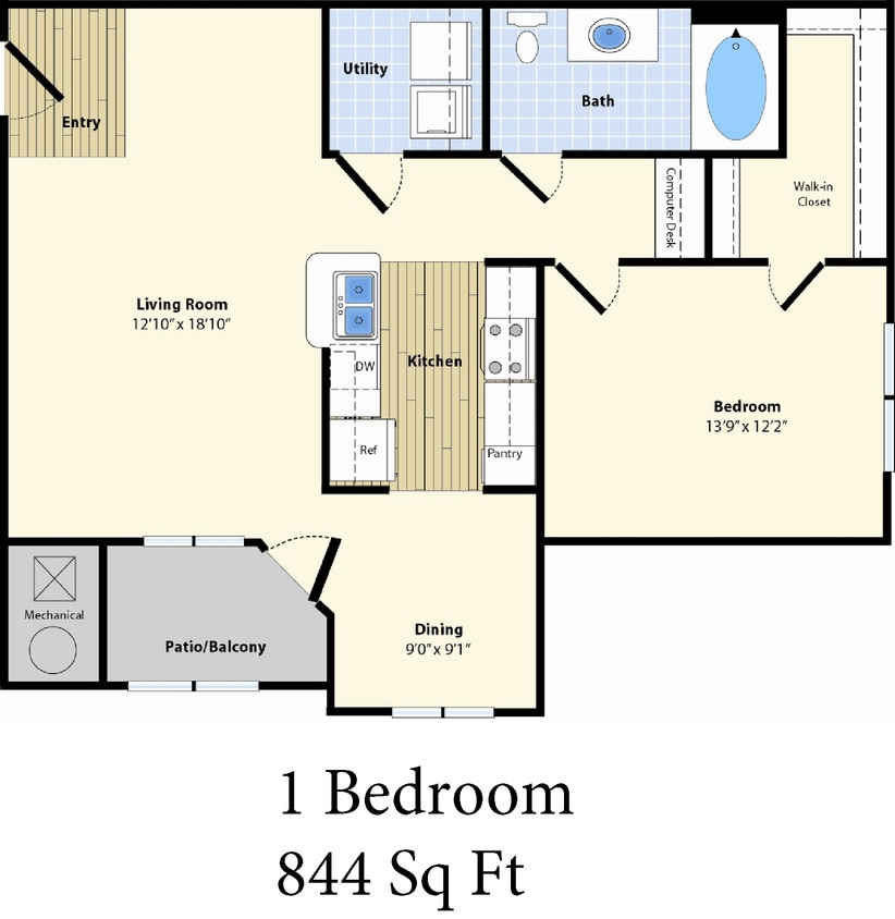 Floor Plan - One Bedroom B
