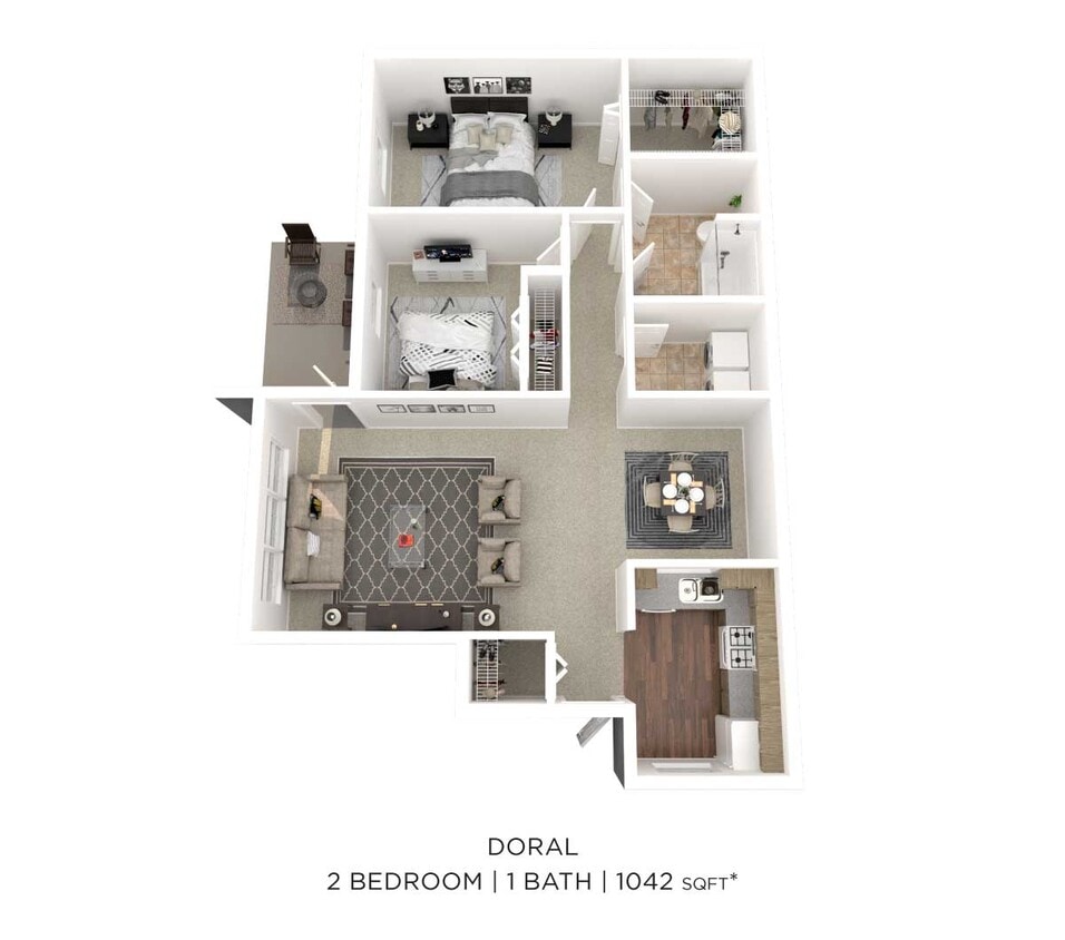 Floor Plan - Two Bedroom-1042 sqft