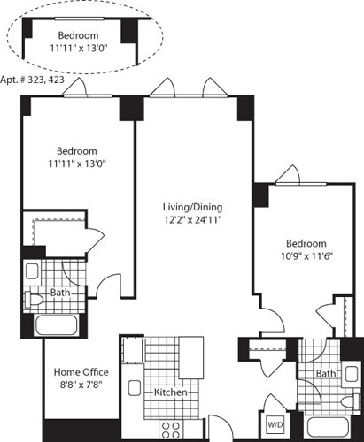 Floor Plan - 2 Bed with Office (North) - 1204
