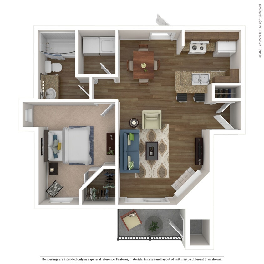 Floor Plan - 1 Bed 1 Bath 753 SqFt (673 Net)