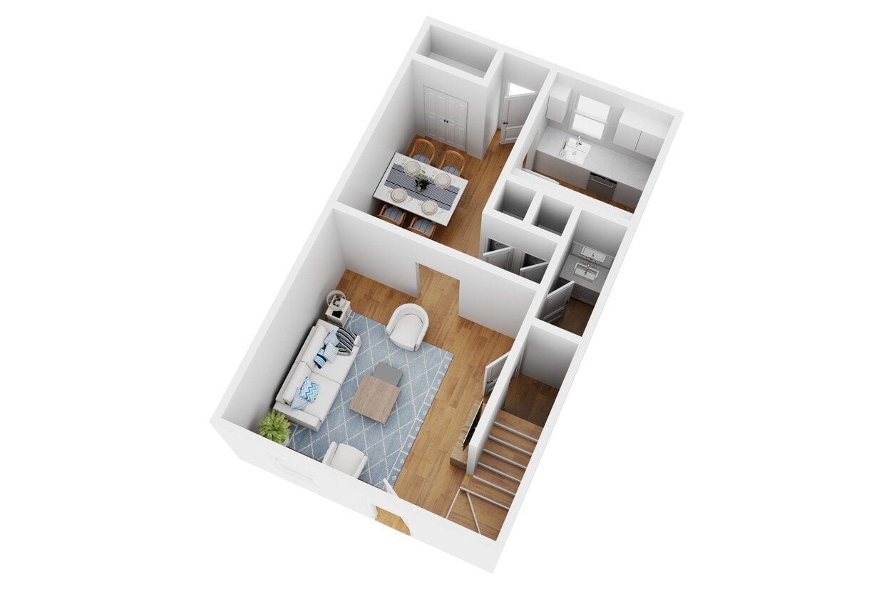 Floor Plan - Modern Remodeled 2 Bedroom Townhomes | Pool, Do...