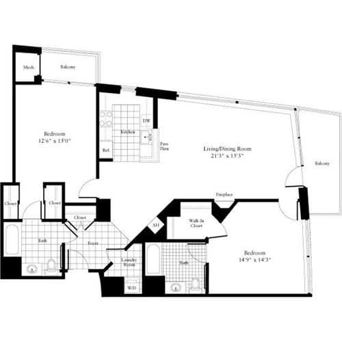 Floor Plan - 2 Bedrooms M