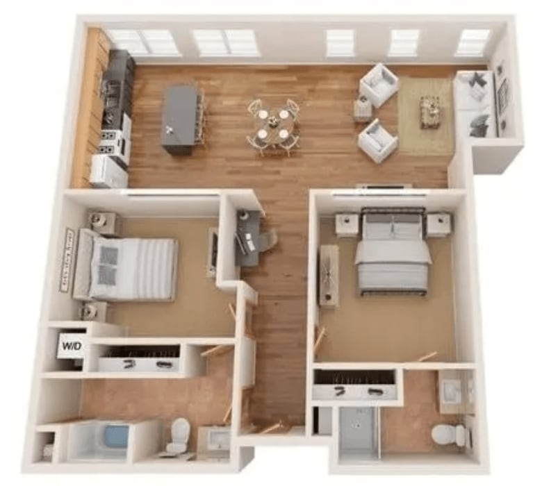 Floor Plan - 2 Bed - 2 Bath