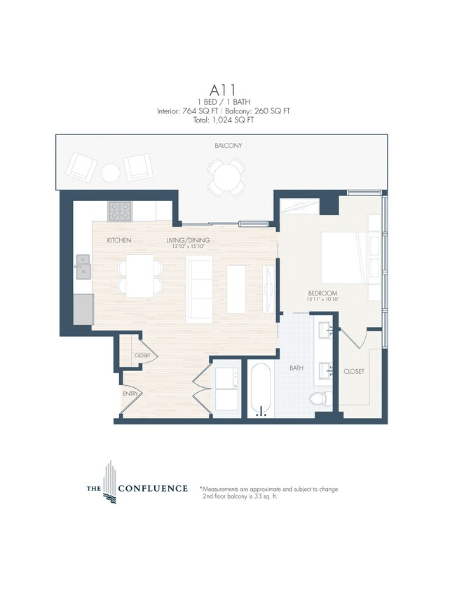 Floor Plan - A11 | Midrise 1 Bedroom