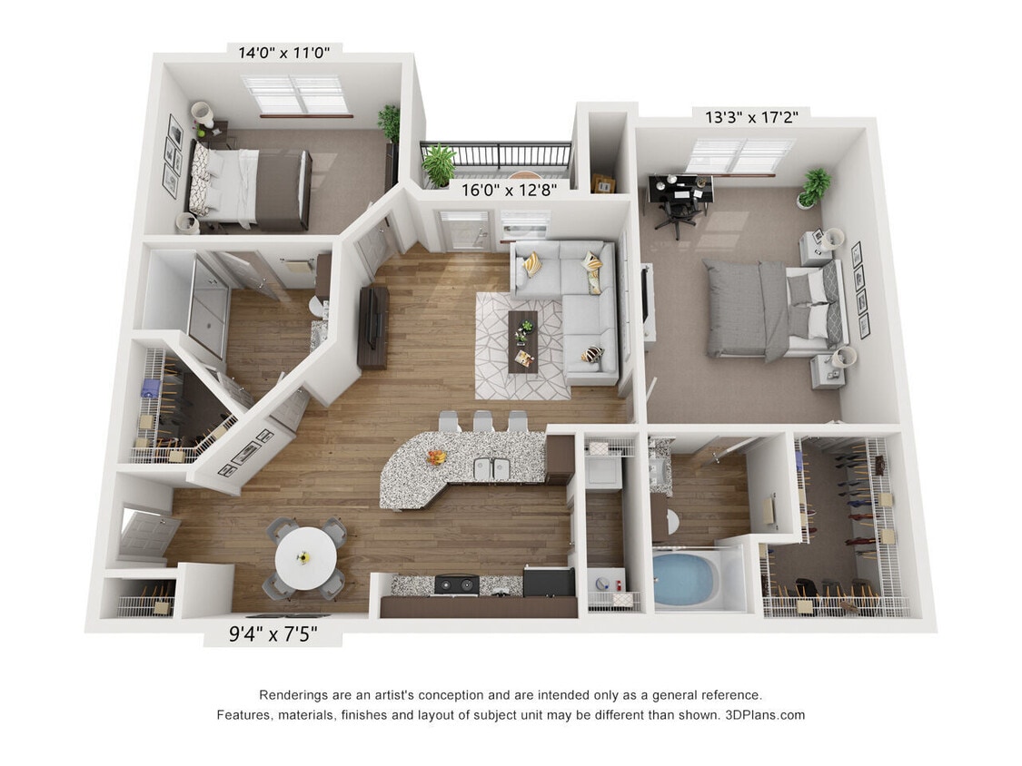Floor Plan - 2 Bed 2 Bath