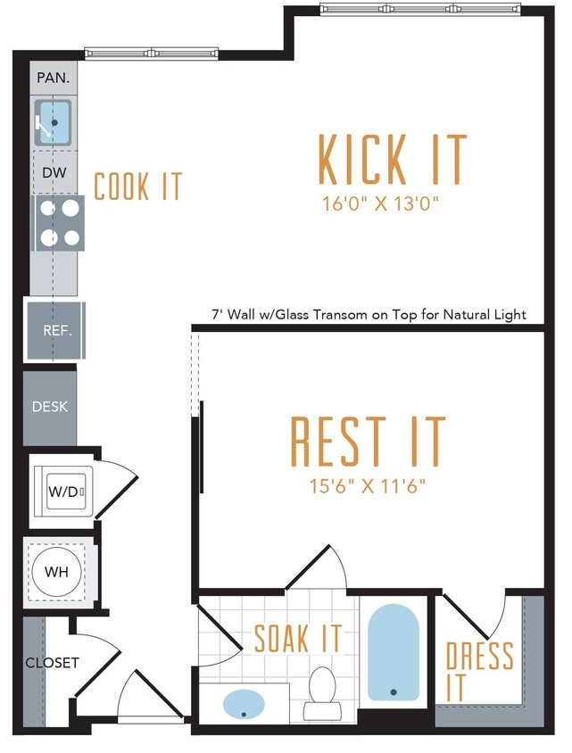 Floor Plan - 1 Bed 1 Bath