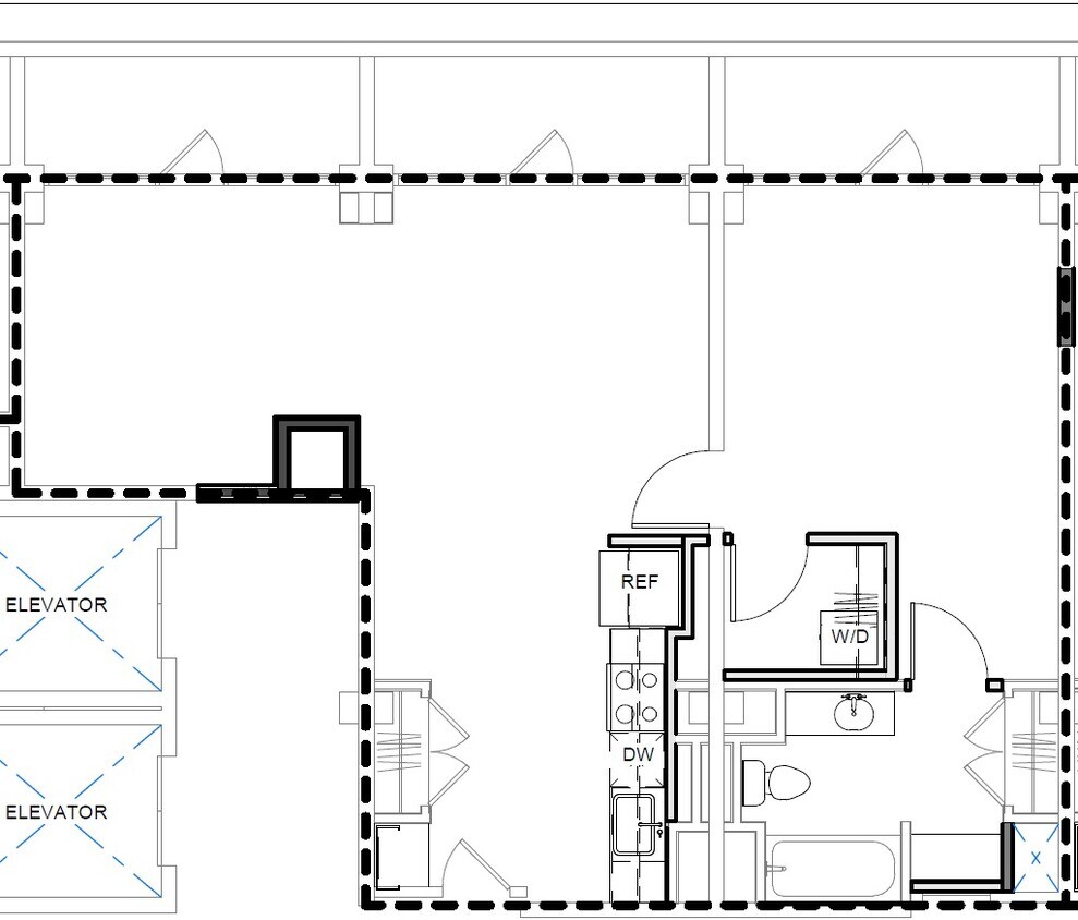 Floor Plan - West 7th | 1 Bedroom + Den, 1 Bathroom | Pentho...