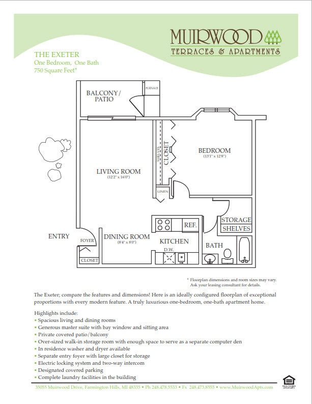 Floor Plan - The Exeter Furnished